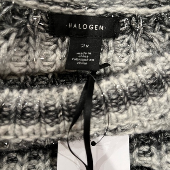 NWT Halogen Womens Metallic Striped Sweater Size 2X Rich Black - Picture 5 of 6